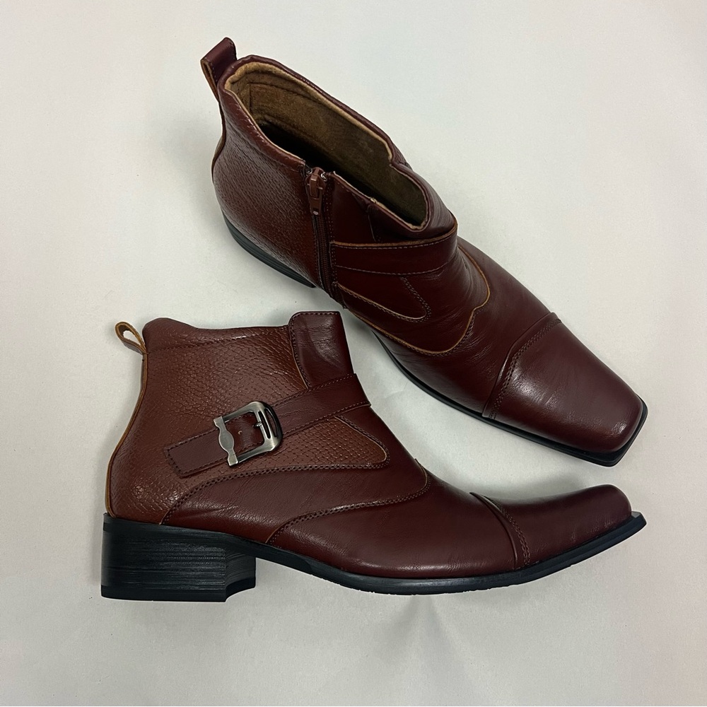 Delli Aldo Gustavo Western Dress Boots Brown Leather Zip Buckle Size 8